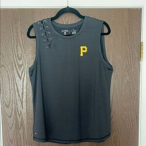 Women’s Pittsburgh Pirates Yellow Logo Antigua Gray Sleeveless Top
